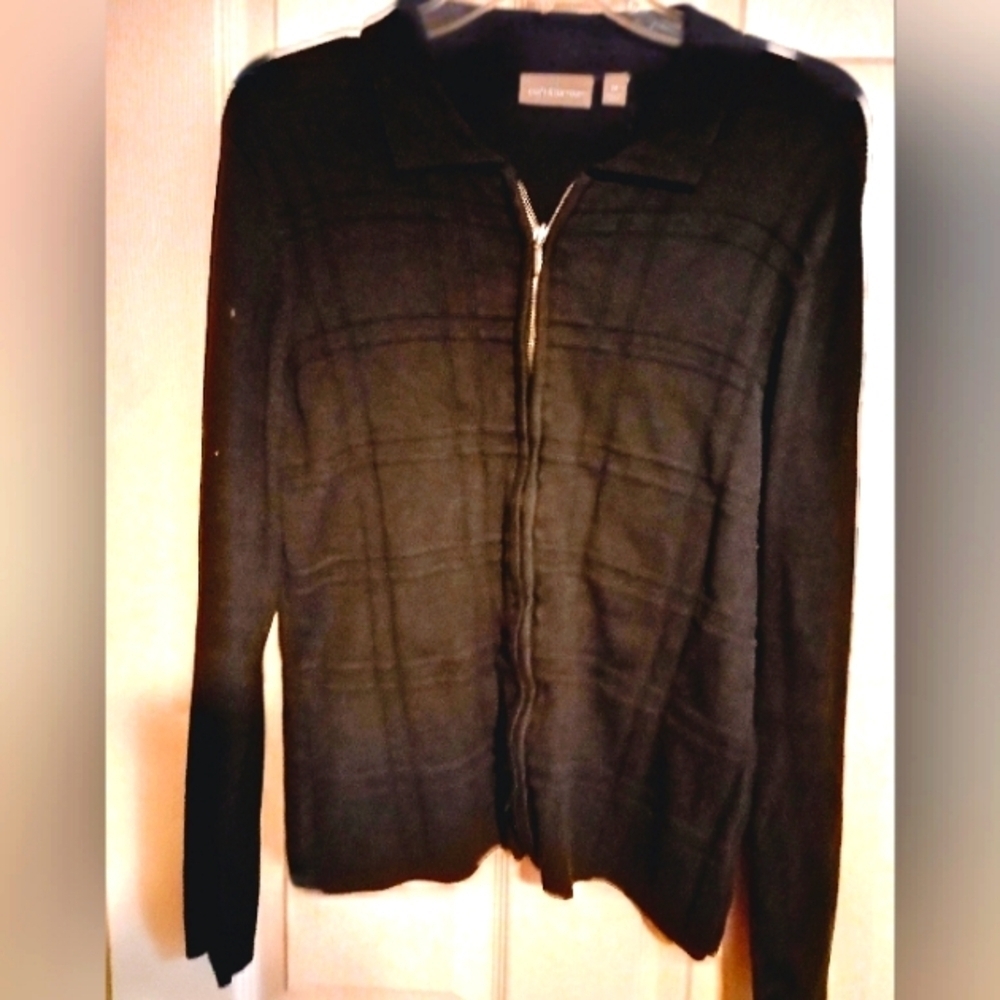Croft And Barrow Zip Front Cardigan With Collar